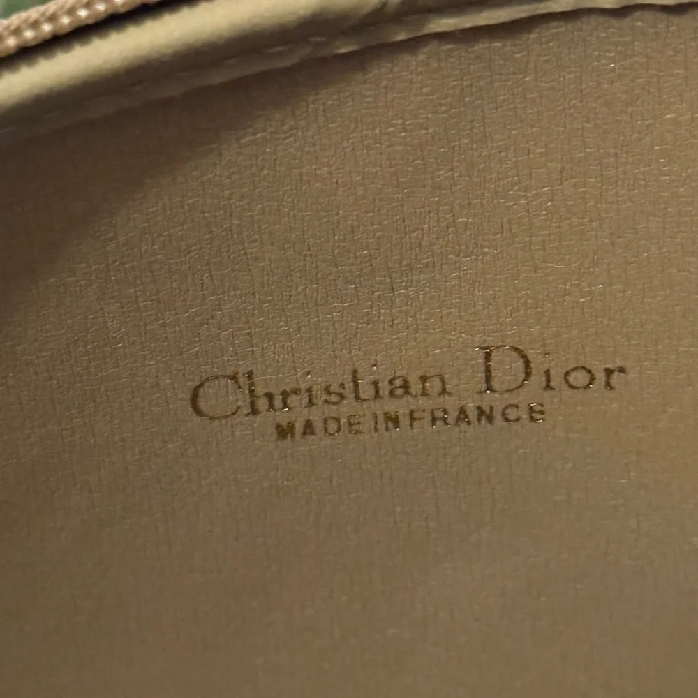 Dior Cannage (Honeycomb) Pouch – Beige Canvas with Brown Leather Trim